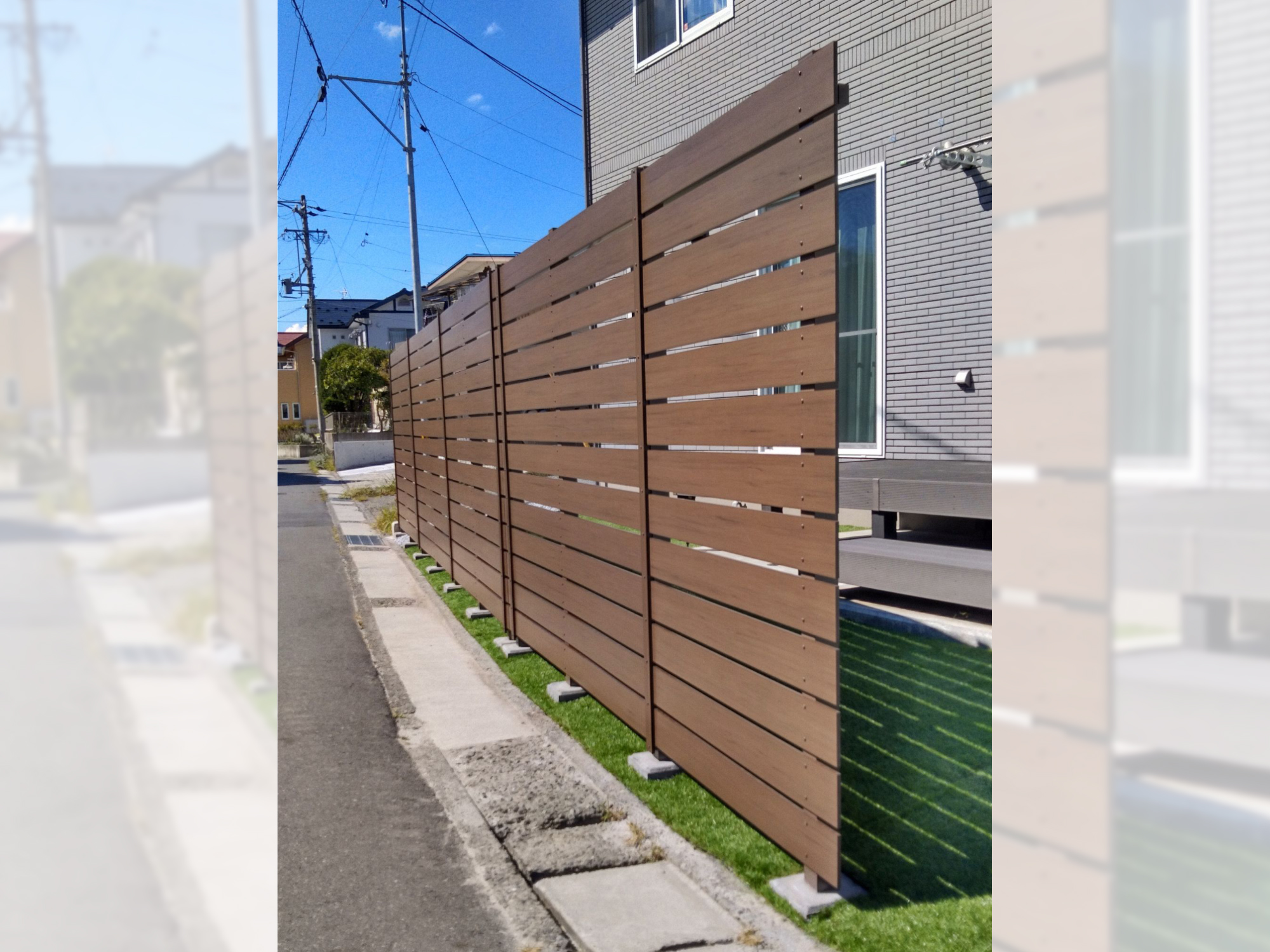 人工芝と組み合わせた外構